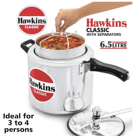 Hawkins Classic 6.5L Pressure Cooker with Aluminium Separators - Image 4